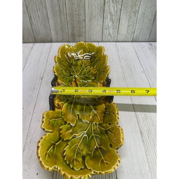 Vtg Czechoslovakian Rectangular Relief Relish Dish Leaf Design #642 11.5" Long - Picture 7 of 7